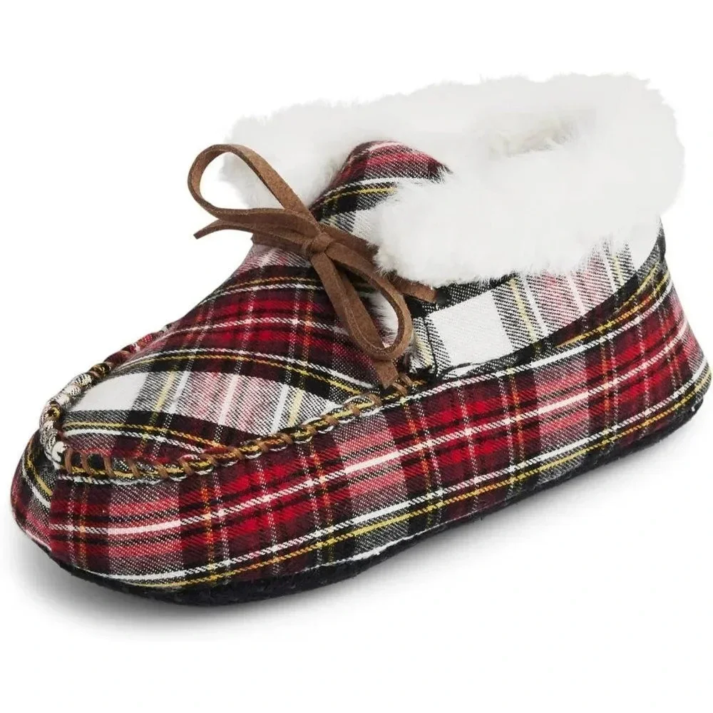 NWT Gymboree Unisex Toddlers Gymmies Multicolor Plaid Relaxing Slippers Size 7-8